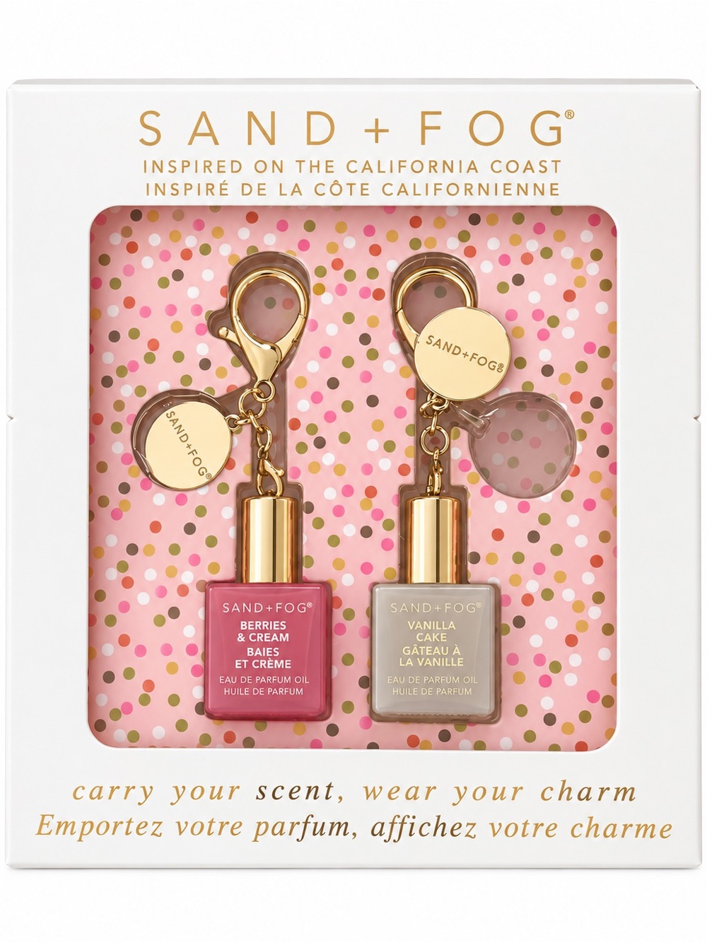 SAND+FOG Pink & Cream Mini Perfume Oil Keychain Set